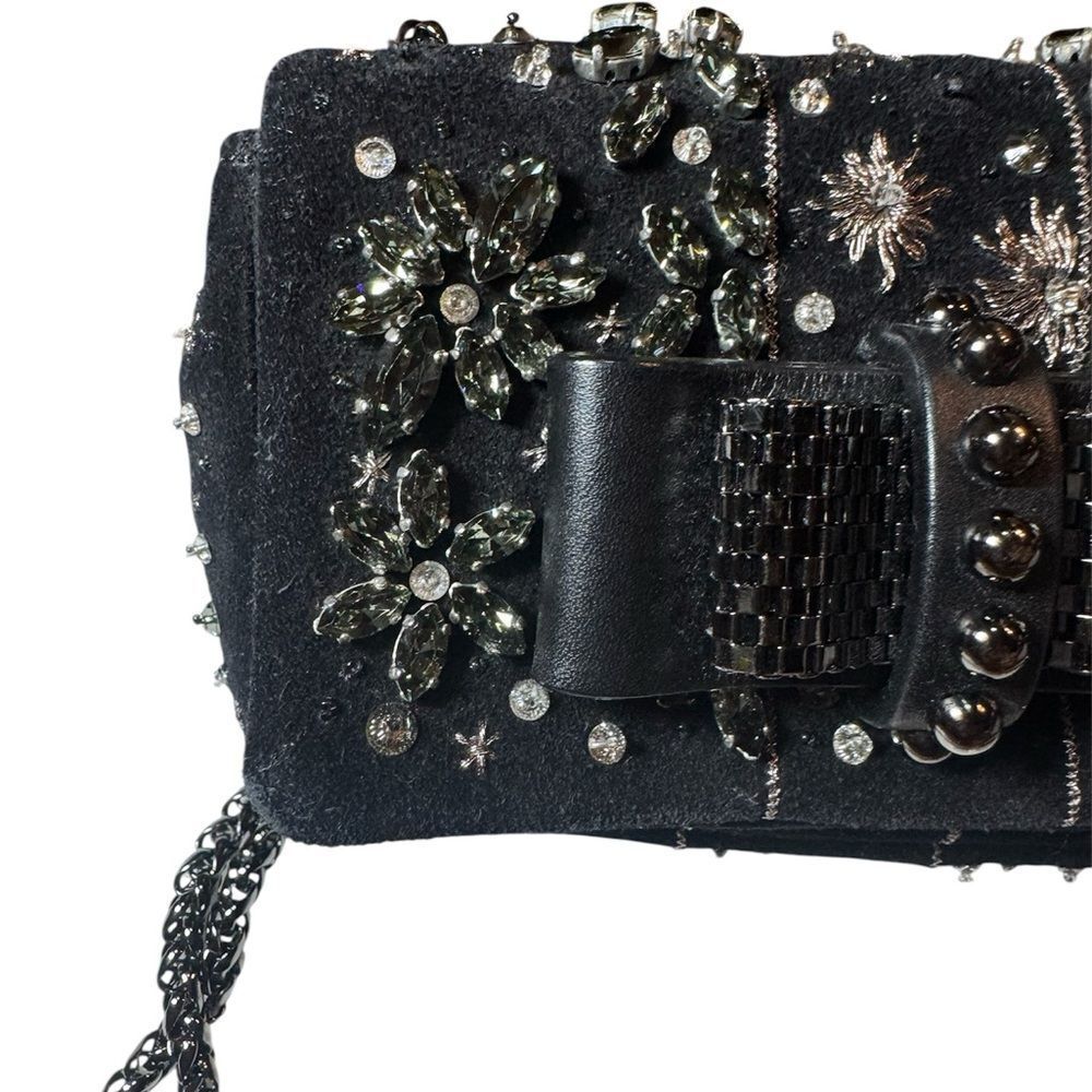 CHRISTIAN LOUBOUTIN Black Suede Sweet Charity Embellished Crossbody Evening Bag - Picture 6 of 15